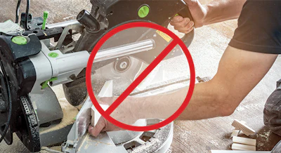 Two don'ts: Never wear gloves while cutting with a saw, which could entrap your hands, and don't hold a short piece close to a cutting blade