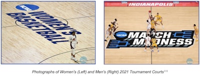 An NCAA gender equity review also pointed out the lack of 'March Madness' branding on women's basketball courts.
