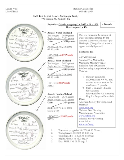 Ca Cl Test Report Sample