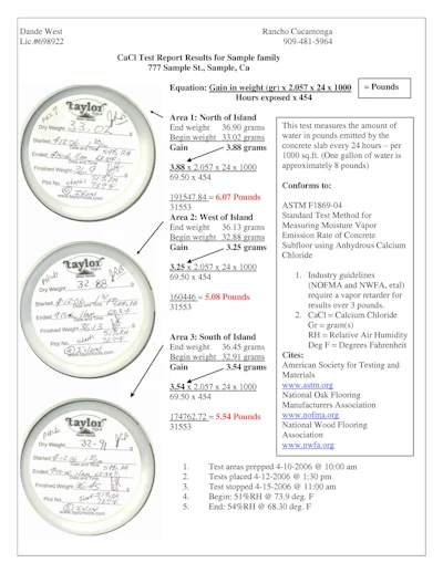 Ca Cl Test Report Sample