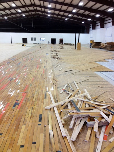 World record? The Lubbock Indoor Courts facility has 28,000 square feet of recycled wood flooring.