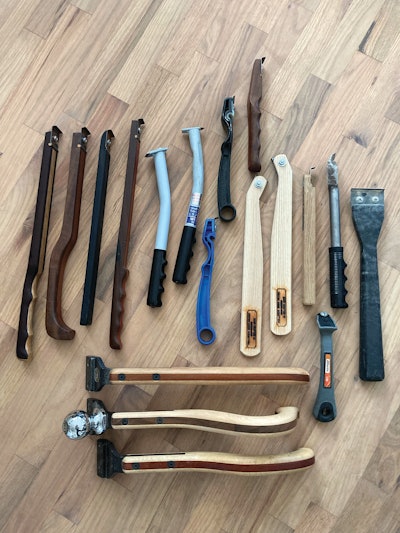 A plethora of scrapers from my collection in different shapes, sizes and blade options.