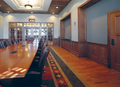 On Ayres Hall's fourth floor, Praters Inc. installed new unfinished solid beech material to match original flooring on floors one through three.