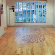 The Bentwood showroom features a medallion hand sawn using a fretsaw.