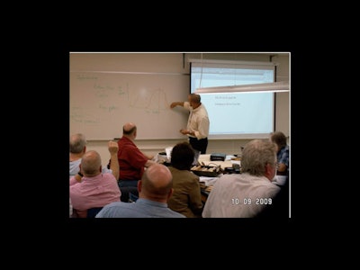 A professor explaining a drying schedule for kiln-drying, hopefully to prevent warping and checking of the wood