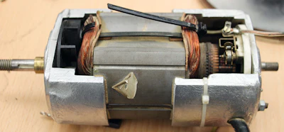 When brushes go really bad, the machine will turn off, but some guys keep restarting it. Doing that damaged this motor so badly that the entire motor has to be replaced, not just the armature, at a cost of around $900.