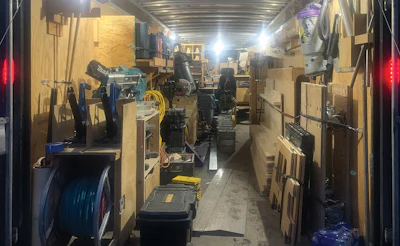 This our installation trailer; we also have a dedicated sanding trailer and a dedicated finish trailer. I look at them like tool boxes.