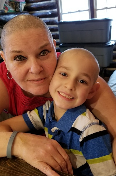 Kathleen Freeman and her grandson, Travis, during the time she was going through chemo.
