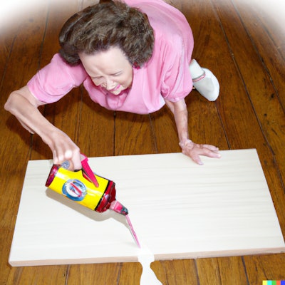 Dall·e 2022 11 02 15 14 11 Painting Of Betty White Staining A Wood Floor