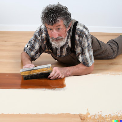 Dall·e 2022 11 02 15 50 42 Bob Ross Installs Wood Floor