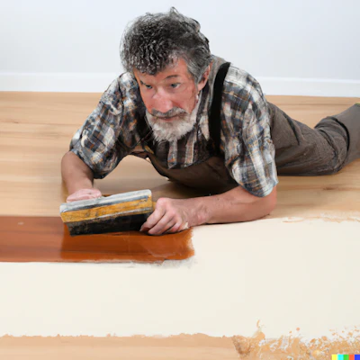 Dall·e 2022 11 02 15 50 42 Bob Ross Installs Wood Floor
