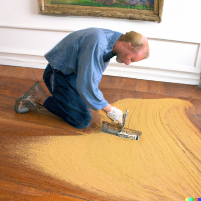 Dall·e 2022 11 04 15 29 06 Vincent Van Gogh Sands A Hardwood Floor Using The Wrong Grit Sequence