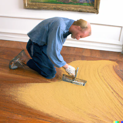 Dall·e 2022 11 04 15 29 06 Vincent Van Gogh Sands A Hardwood Floor Using The Wrong Grit Sequence
