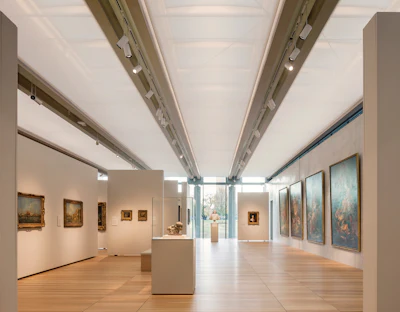 Because of the museum-quality HVAC system and the custom construction of the engineered wood floor, no movement is expected in the floor.