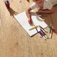 Made of oak, Mafi's CNC-cut Carving Kids flooring is designed to be colored with crayons or markers.