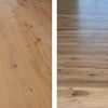 Flooring sold as “white oak” can have great variation. On the left, this true white oak, Quercus alba, is lighter and more uniform than the post oak (often sold as just “white oak”) on the right.