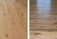 Flooring sold as “white oak” can have great variation. On the left, this true white oak, Quercus alba, is lighter and more uniform than the post oak (often sold as just “white oak”) on the right.