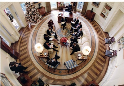 John Stern was responsible for supplying the material for the iconic Oval Office floor.