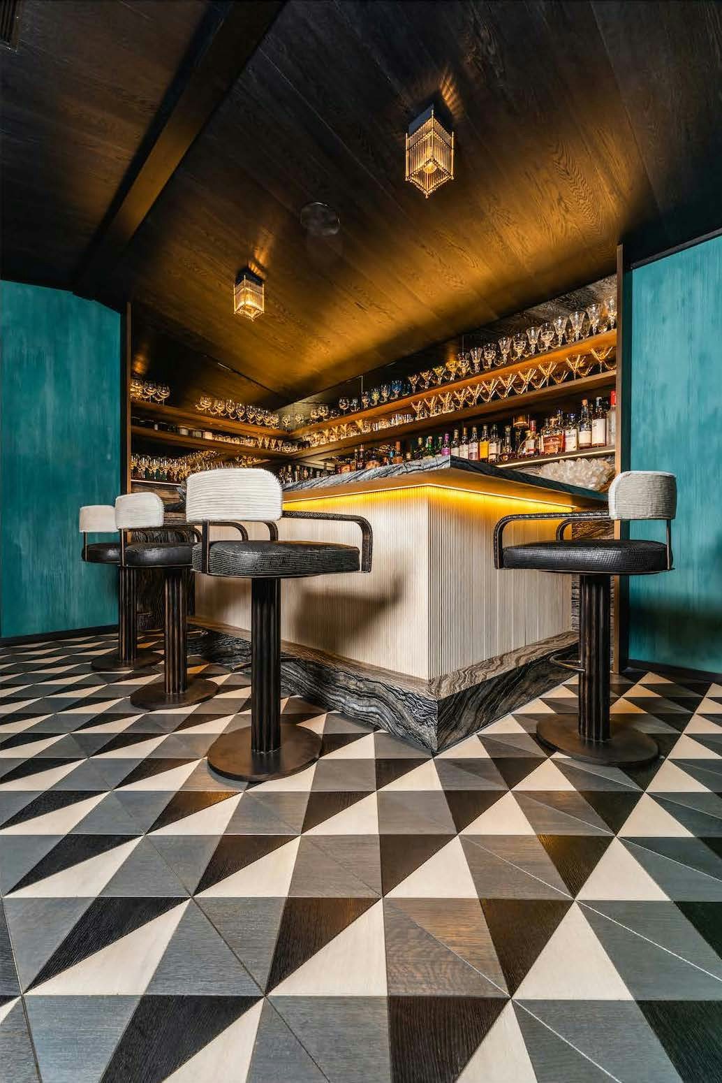 Yes, That's Wood Flooring—Not Tile—in This Unique Bar Room