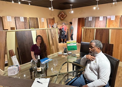 Large-format samples and sharing a glass of wine with customers are two things that help us stand out amid all the other retailers selling flooring.