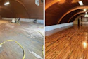 This gym floor in the community center in Emblem, Wyo., is a great example of the longevity possible for a gym floor—originally installed around 1930, we were able to resand and coat this floor in 2022.