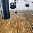 Marca Madera installed this teak floor in a boxing gym in Mexico and finished it with matte Bona Traffic HD.