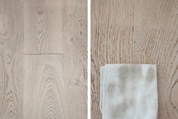 These are two wire-brushed floors I inspected: The one on the left is 8 months old; the one on the right was installed 6 months ago in a multi-million-dollar home. All of the traffic areas in these floors look like the floors are 20 years old: worn, dirty and splintering.