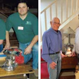 On the left, Dick Hammond and I back in the day as instructors at the NOFMA Installation School in Memphis in the late '90s, and (on the right) the last time I saw Dick when I visited him at his home in Michigan after he had surgery for brain cancer.