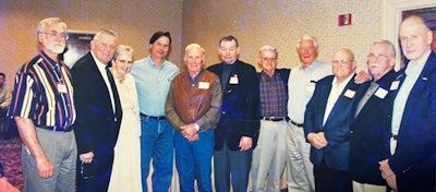 In this 1998 photo, some of the teaching greats of the early NOFMA schools were gathered. Shown are, left to right, Mickey Moore, Steve Halloran, Patsy Davenport, Daniel Boone, Harold Reid, Lon Musolf, Gray Moulthrop, Warner Tweed, Roland Holder, Farris Kennon and Hank Williams.