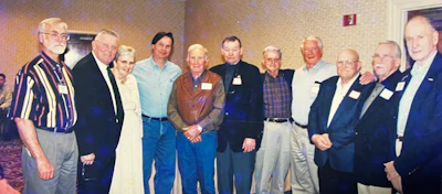 In this 1998 photo, some of the teaching greats of the early NOFMA schools were gathered. Shown are, left to right, Mickey Moore, Steve Halloran, Patsy Davenport, Daniel Boone, Harold Reid, Lon Musolf, Gray Moulthrop, Warner Tweed, Roland Holder, Farris Kennon and Hank Williams. (Photo courtesy of Daniel Boone)