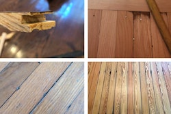 Sanding will hit fasteners before the wear layer is sanded to nothing. Photos (clockwise from top left) courtesy of Cash Pyle, Bill Bagley, Joe Lawson and Everett Barnsley.