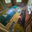 Brandon York of Cornerstone Flooring shared pictures of Clayton Carson's subfloor on Facebook. The subfloor is believed to be made of seat backs from old bus stop benches.