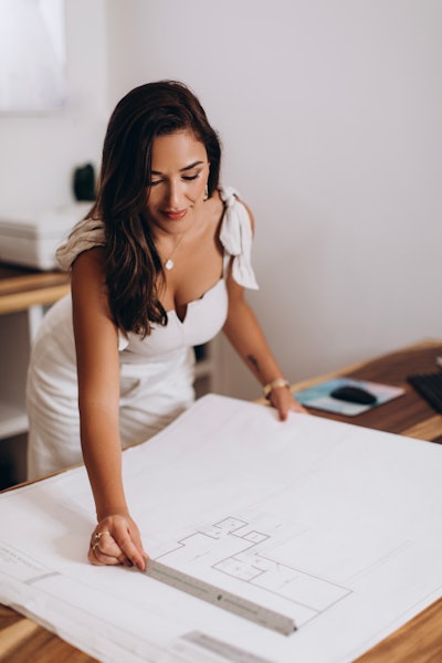 Lygia Linardi creates a custom selection of flooring samples for each client.