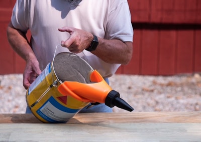 Funnelmax is a pouring tool that clips onto the rim of 2- and 5-gallon buckets.