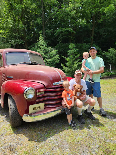 Jack Horton with his grandfather, Joseph Pichler, and boys Tucker, age 3, and Decklan, age 2.