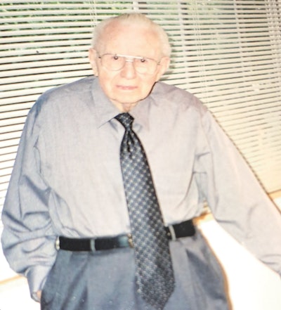 Unfortunately, I don't have any photos of my dad doing wood flooring. Here he is pictured on his 90th birthday.