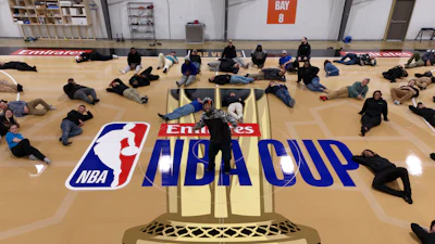 'John [Prater] said, 'Get through that Finals court and everybody can rest!' ... so we staged the resting picture on the court when it was done,' says Praters Owner Mark Frainie.