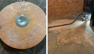 Franklin had to use this copper plate to get all the mastic and top layer of glue off the wood floor (there had been five floors on top of this floor).
