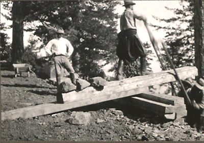 Pitsawing continued to be used in various regions of the world long after the advent of machinery: This photo of men pitsawing pine was taken between 1920 and 1930 in Troodos, Cyprus. (The National Archives UK)