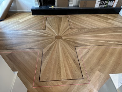 Justin Boone used LED light inlays to frame the flooring designs.