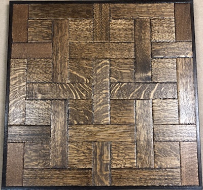This mini-basketweave parquet features riftsawn and quartersawn white oak.