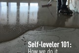 Self Leveler Being Spread Before A Wood Floor Installation Jj25 Techniques