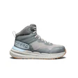 Gray Keen performance hiking boot with speckled sole and technical mesh design