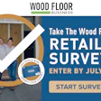 Wood Floor Business retailer survey advertisement with two people standing in doorway