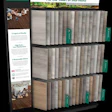 Hartco hardwood flooring display with wood samples in various neutral tones