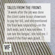 WF Business logo on textured floor with workplace anecdote about flooring installation