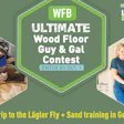 WFB Ultimate Wood Floor Guy & Gal Contest promotional banner with workers