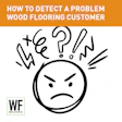 Angry emoji with question mark illustrating problematic wood flooring customer