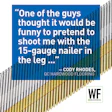Graphic quote about workplace incident with construction nails and WF Business logo