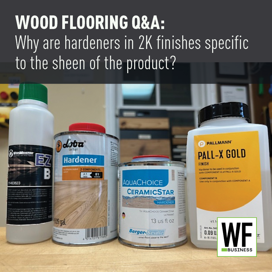 No matter which manufacturer&rsquo;s two-component waterborne finish you are using, make sure you use the correct sheen for the hardener.